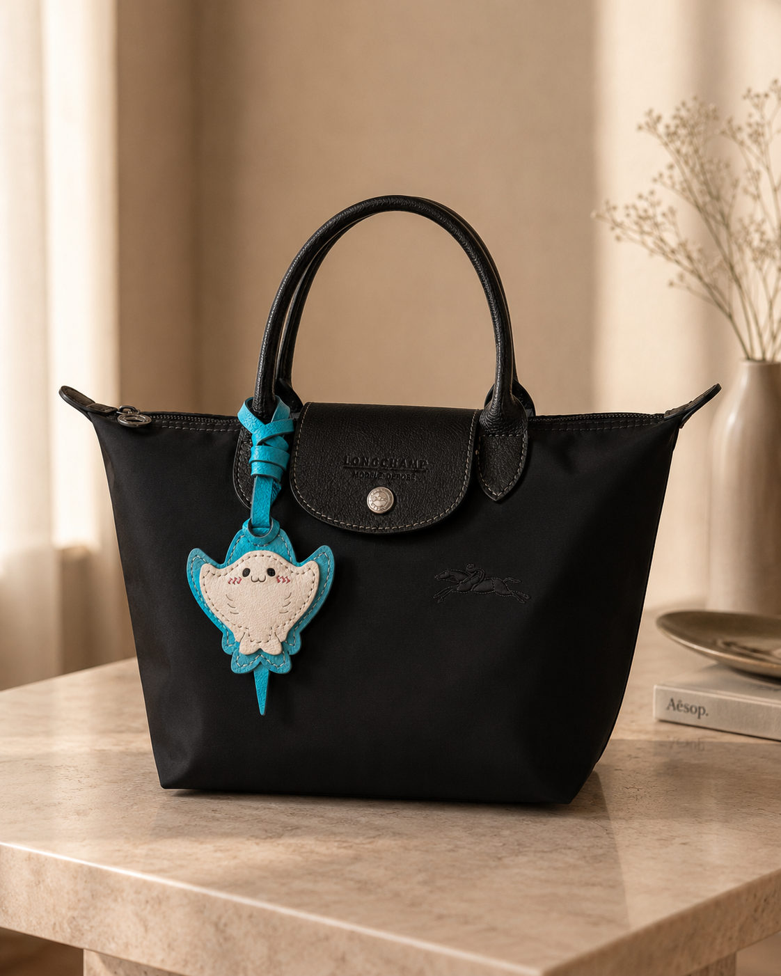 Bag Charm Arraia em uso com bolsa - Charmme Brasil