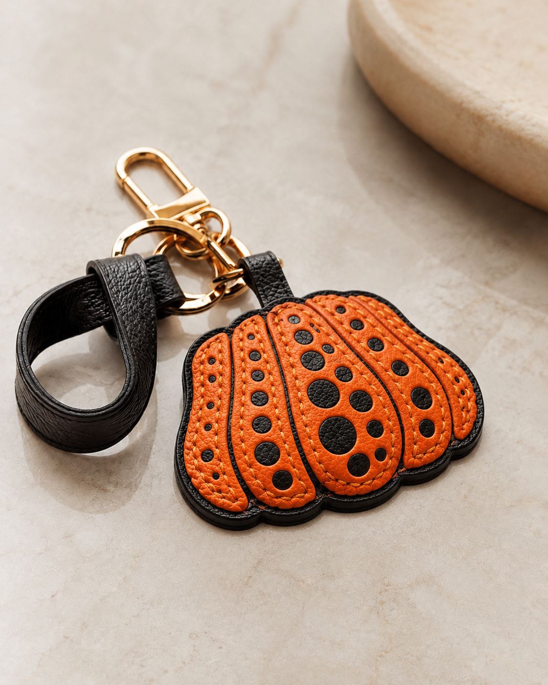 Bag Charm Abóbora em uso com bolsa - Charmme Brasil
