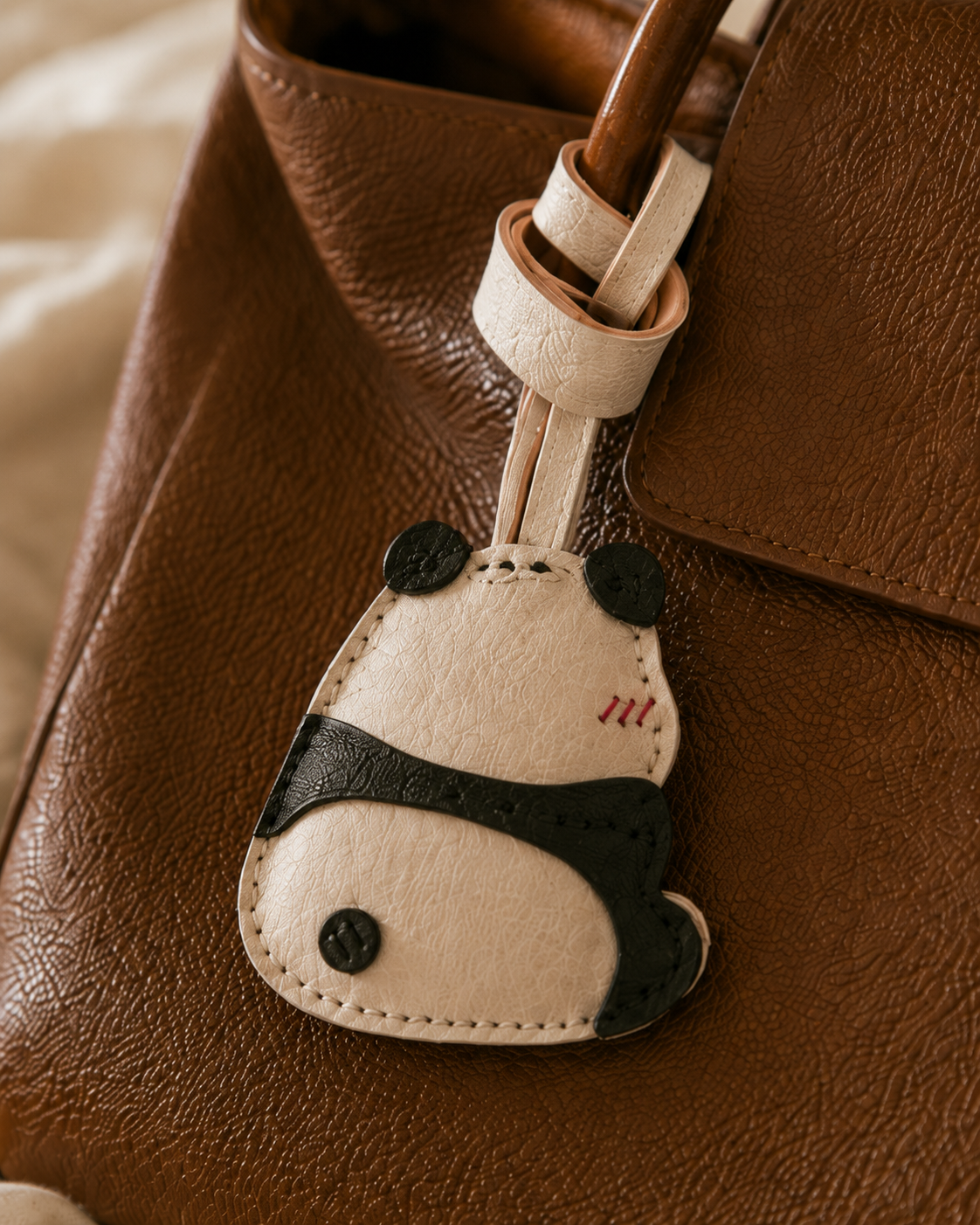 Bag Charm Panda em uso com bolsa - Charmme Brasil