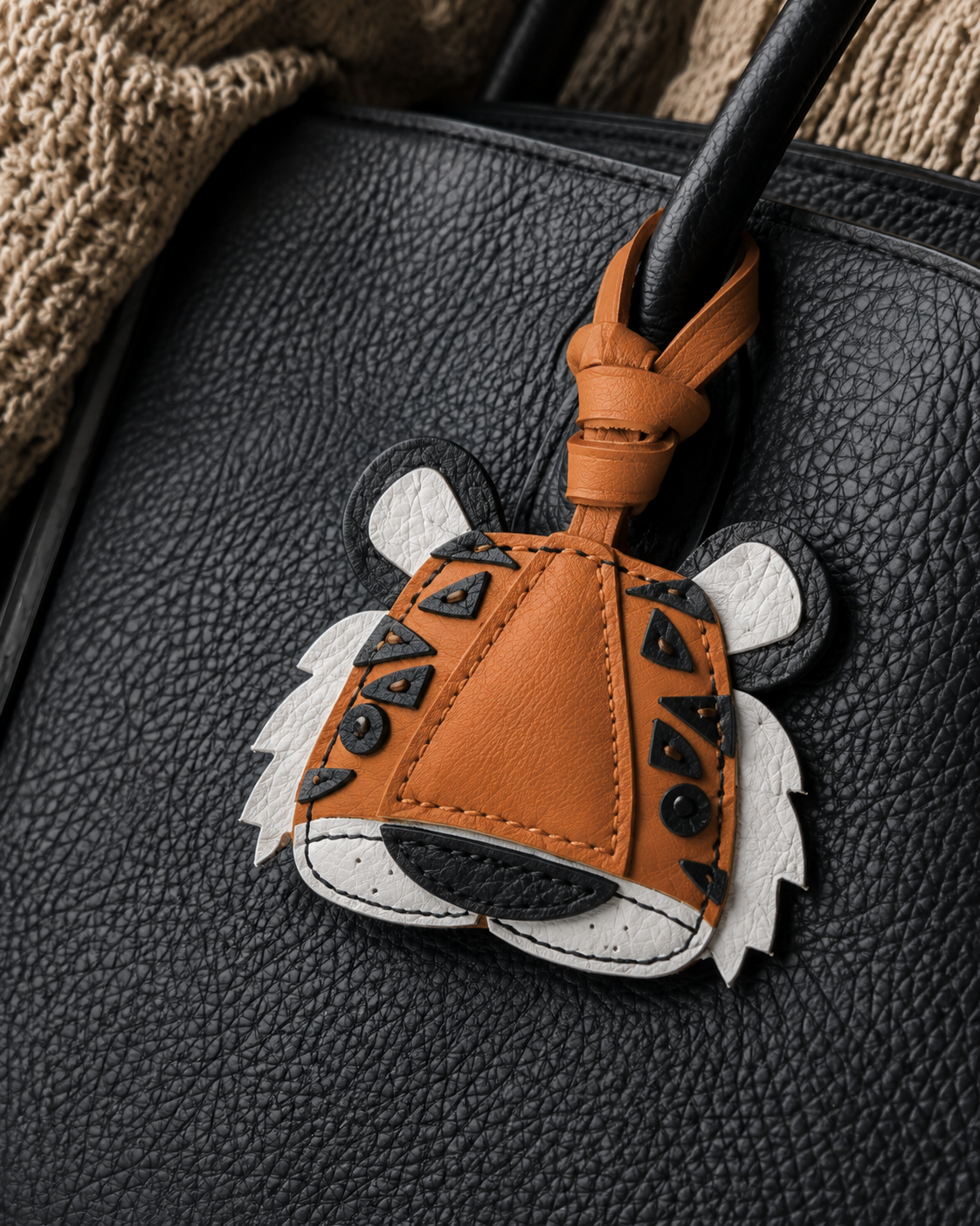 Bag Charm Tigre em uso com bolsa - Charmme Brasil