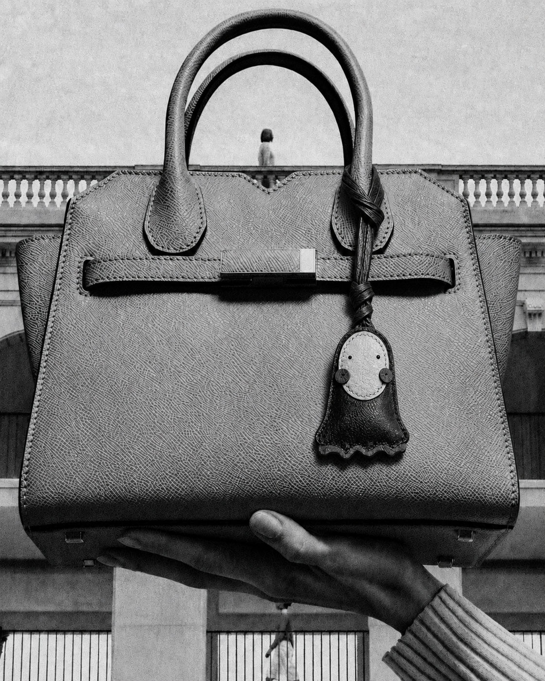 Bag Charm Fantasma No-Face em uso com bolsa - Charmme Brasil