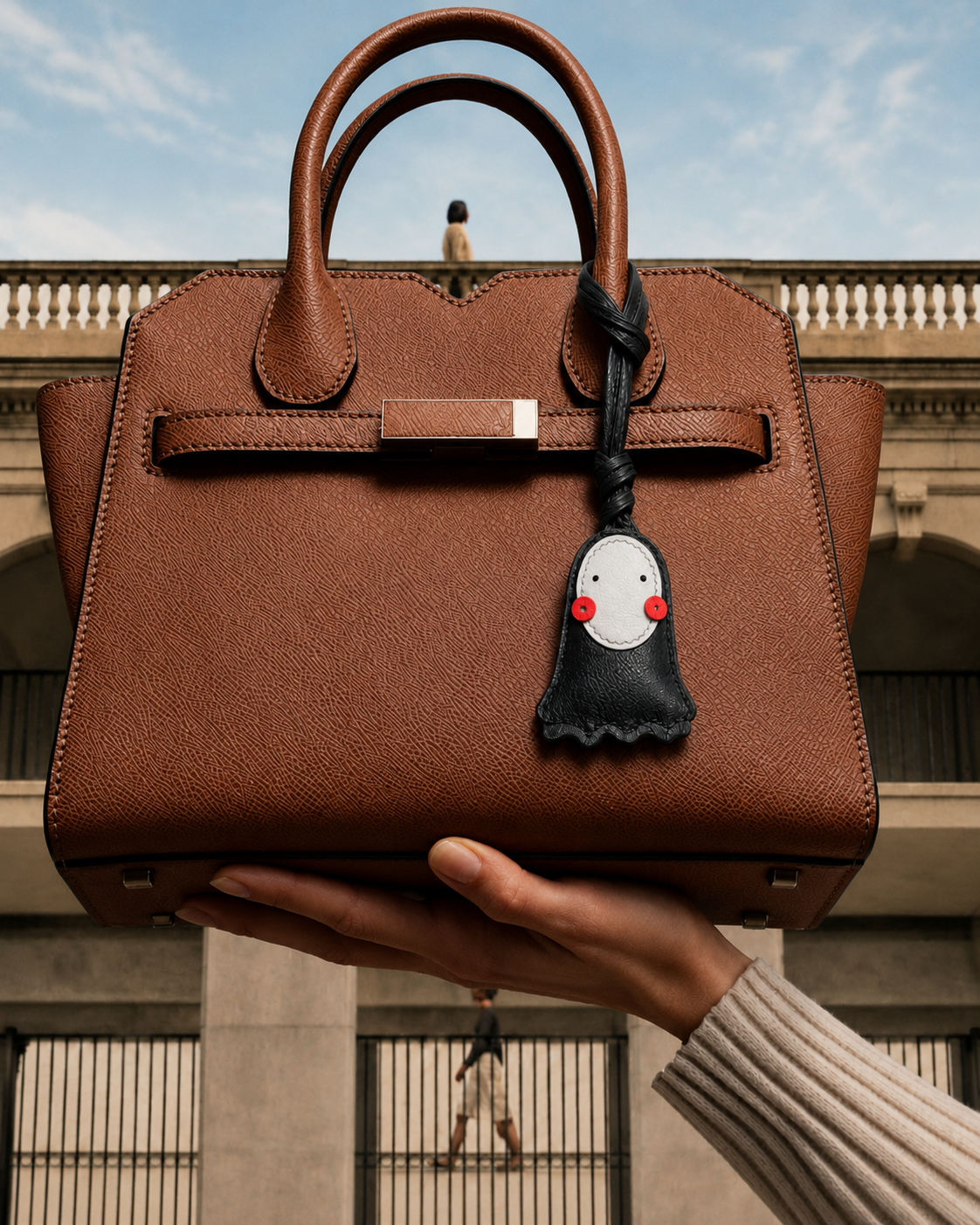 Bag Charm Fantasma No-Face em uso com bolsa - Charmme Brasil