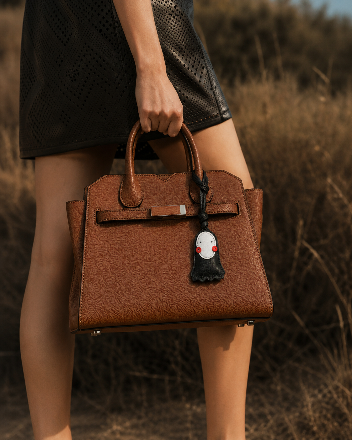 Bag Charm Fantasma No-Face em uso com bolsa - Charmme Brasil