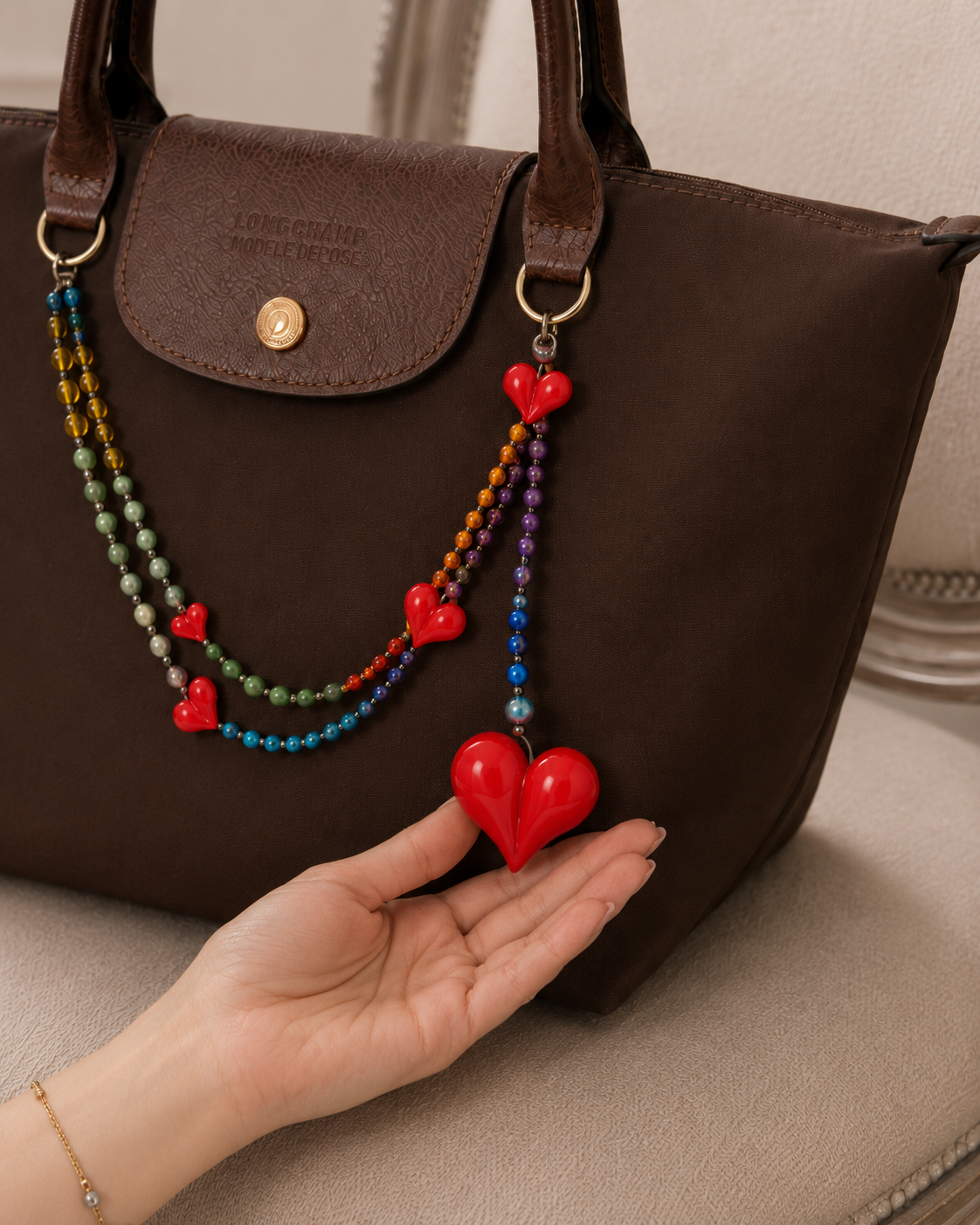Bag Charm em Corrente - Coração